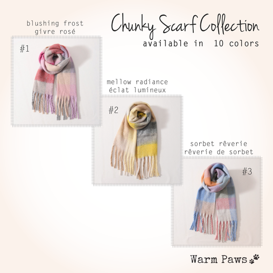 Chunky Acrylic Winter Scarf with Oversized Check Pattern and Luxurious Fringes