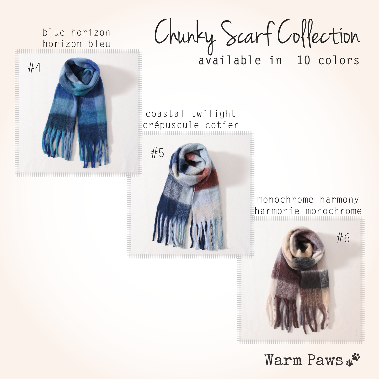 Chunky Acrylic Winter Scarf with Oversized Check Pattern and Luxurious Fringes