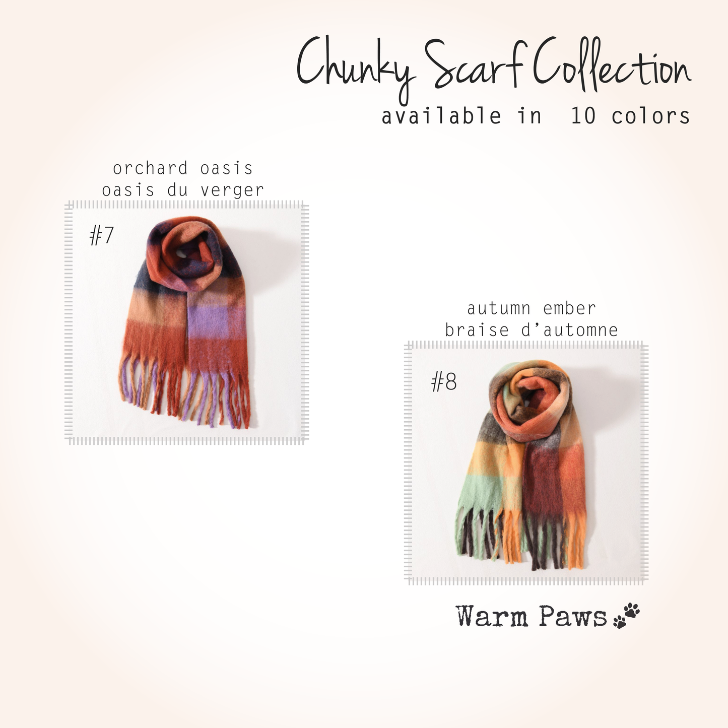 Chunky Acrylic Winter Scarf with Oversized Check Pattern and Luxurious Fringes