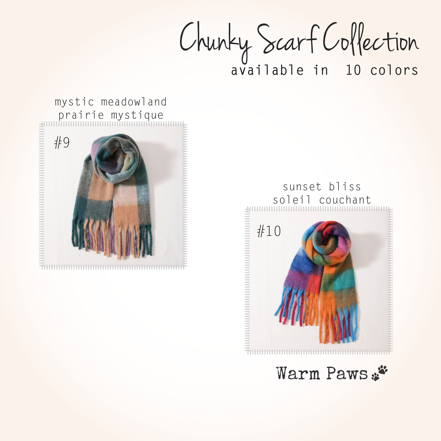 Chunky Acrylic Winter Scarf with Oversized Check Pattern and Luxurious Fringes